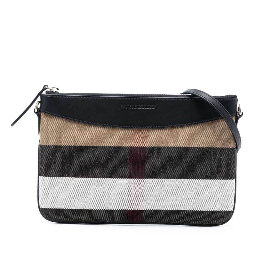 Burberry Mega Check Canvas Peyton Crossbody Brown Canvas Very good condition - Front View