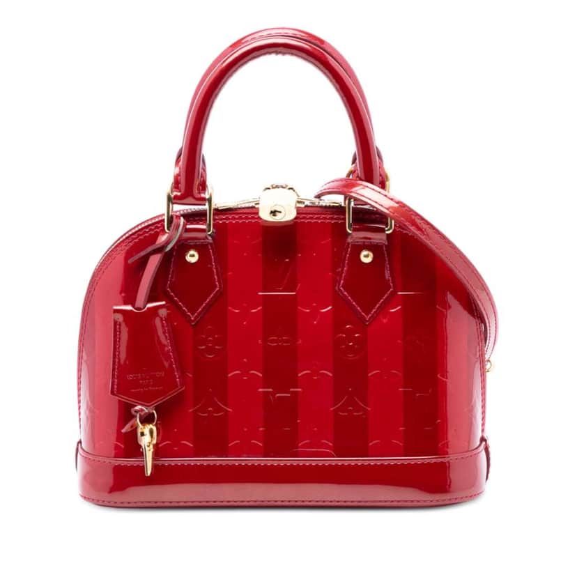 Louis Vuitton Monogram Vernis Rayures Alma BB Red Leather Very good condition - Front View