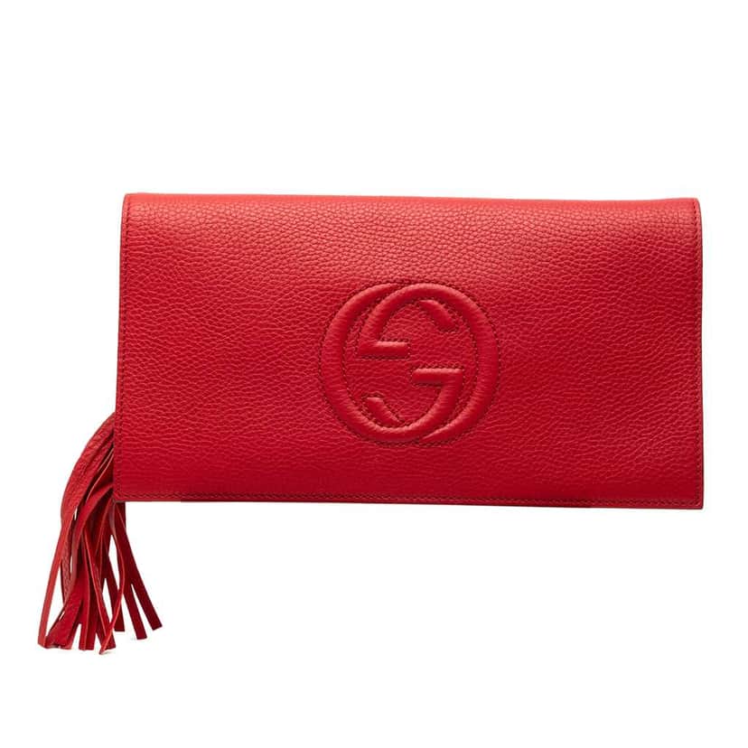 Gucci Leather Soho Disco Clutch Red Leather Very good condition - Front View