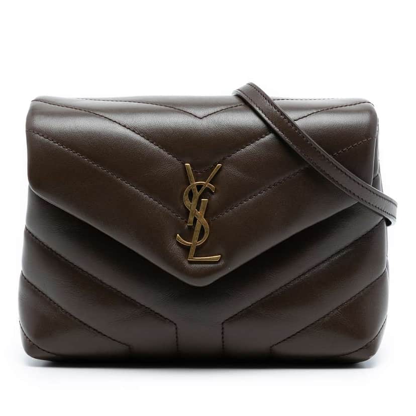 Saint Laurent Toy Matelasse Calfskin Monogram LouLou Crossbody Brown Leather Good condition - Front View