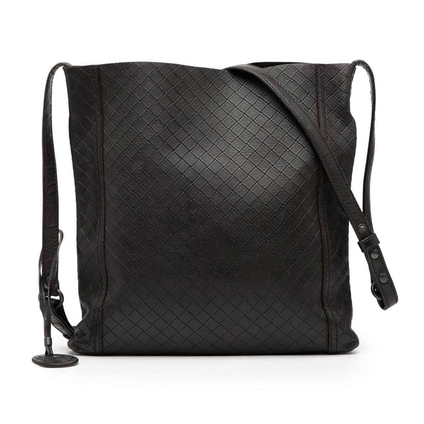 Bottega Veneta Leather Intrecciomirage Crossbody Brown Leather Very good condition - Front View