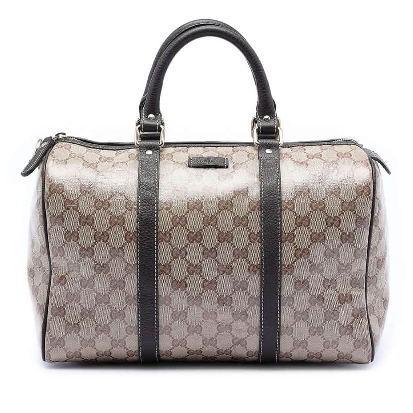 Gucci Medium GG Crystal Joy Boston Bag Brown Canvas Very good condition - Front View