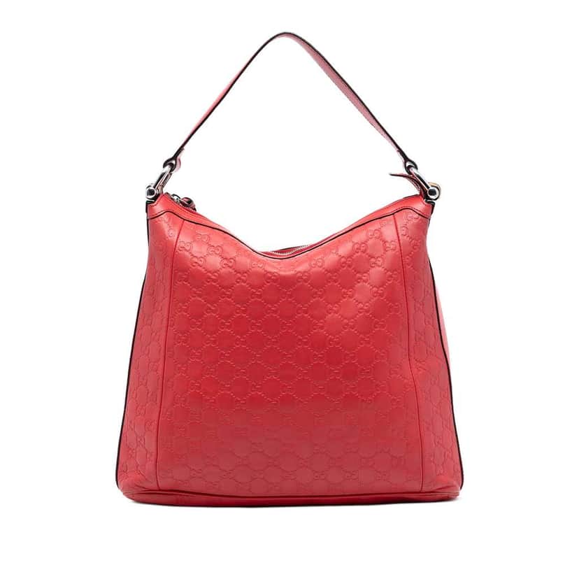 Gucci Guccissima Bamboo D Ring Hobo Red Leather Very good condition - Front View