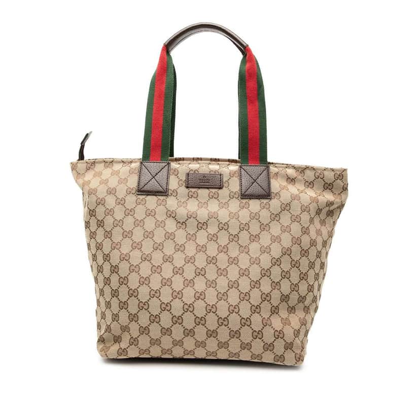 Gucci GG Canvas Web Tote Brown Canvas Very good condition - Front View