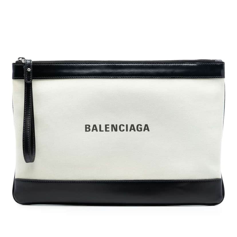 Balenciaga Canvas Navy Clip M Brown Canvas Very good condition - Front View