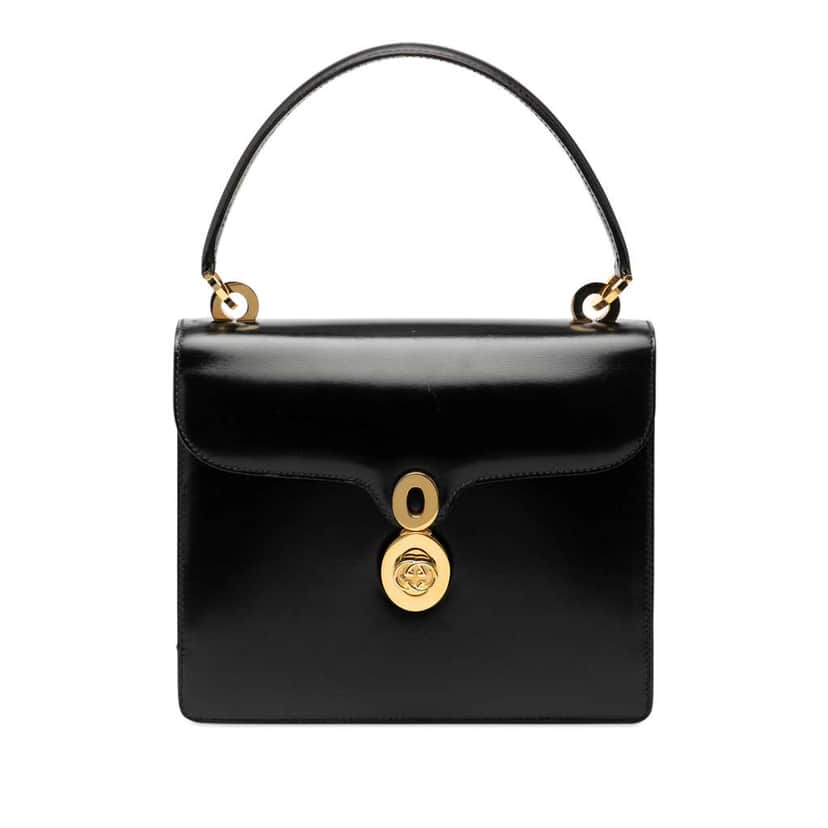 Gucci Smooth Leather Top Handle Bag Black Leather Good condition - Front View