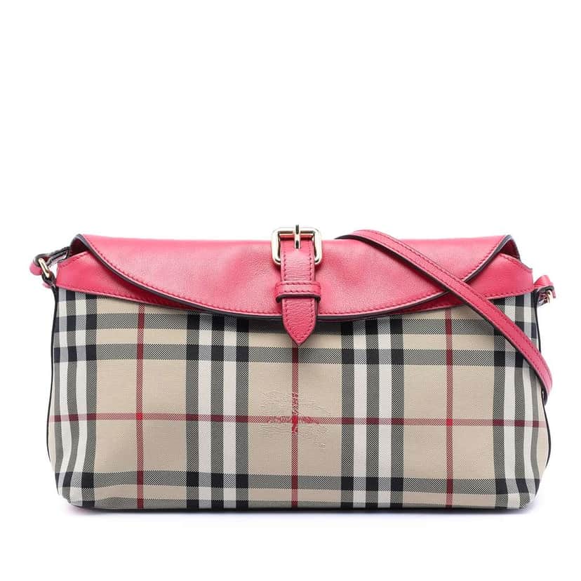 Burberry Haymarket Check Canvas Leah Crossbody Brown Canvas Very good condition - Front View