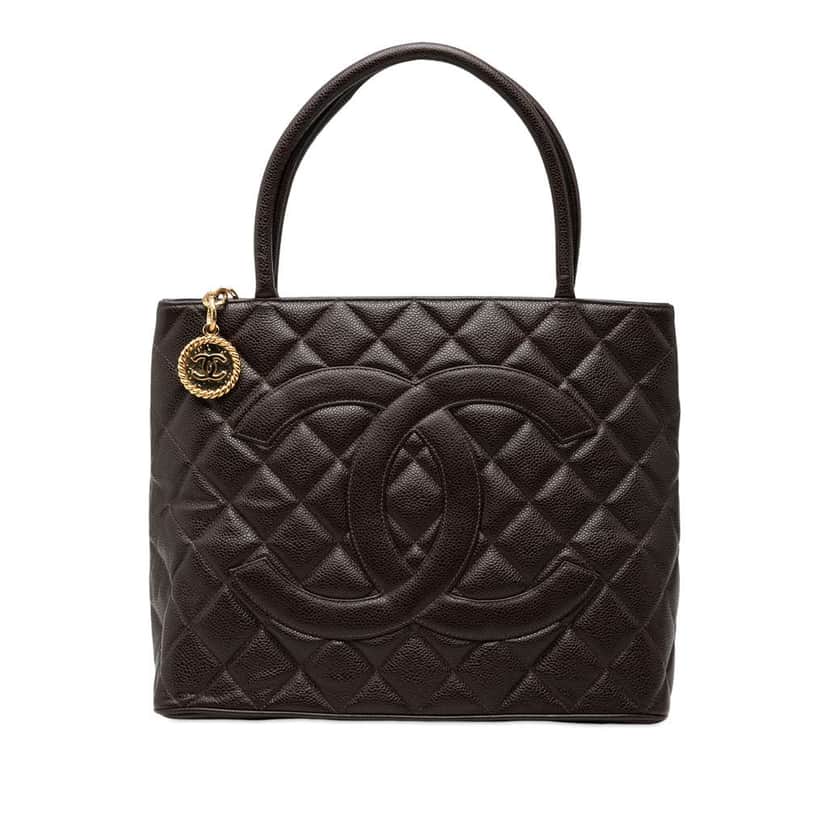 Chanel Caviar Medallion Tote Brown Leather Good condition - Front View