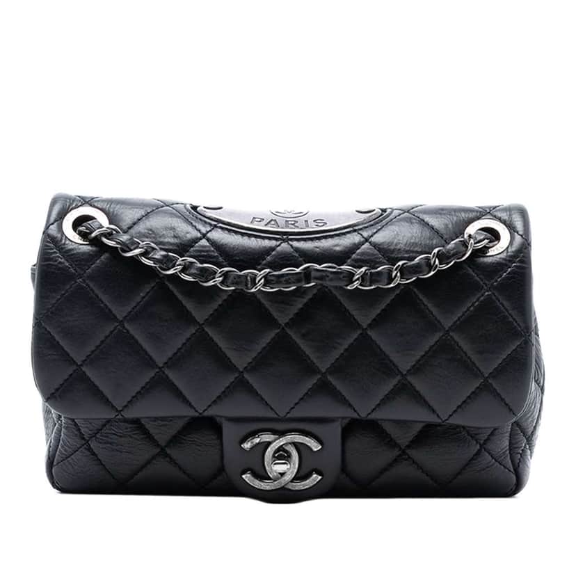 Chanel Paris Dallas Small Quilted Calfskin Flap Black Leather Good condition - Front View