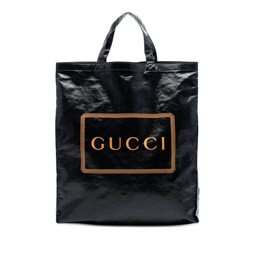 Gucci PVC Coated Canvas Logo Montecarlo Tote Black Very good condition - Front View