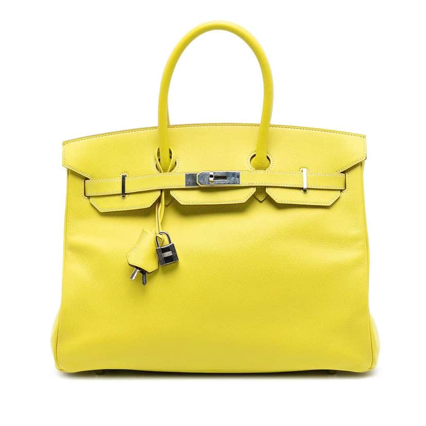 Hermès Epsom Verso Birkin Retourne 35 Yellow Leather Very good condition - Front View