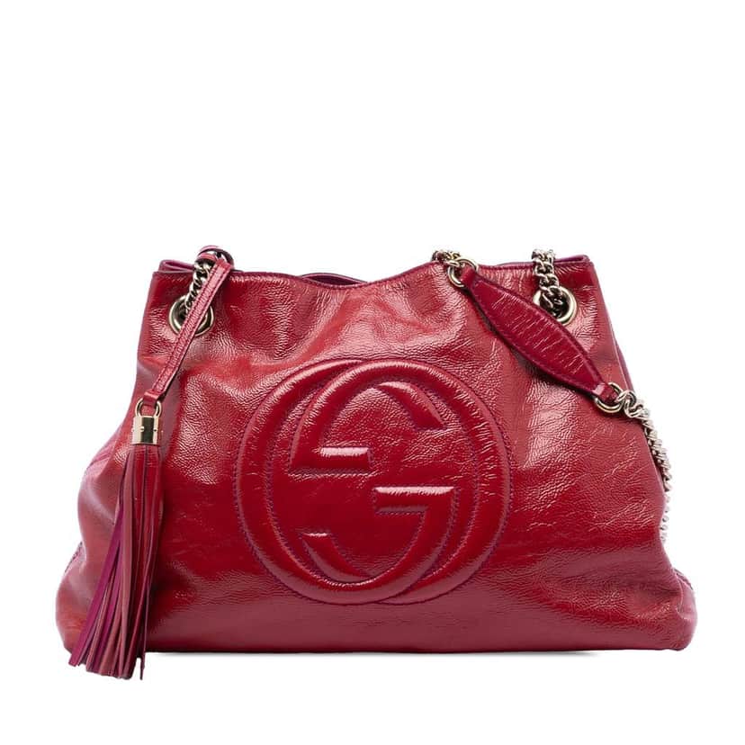 Gucci Medium Patent Soho Chain Tote Red Leather Very good condition - Front View