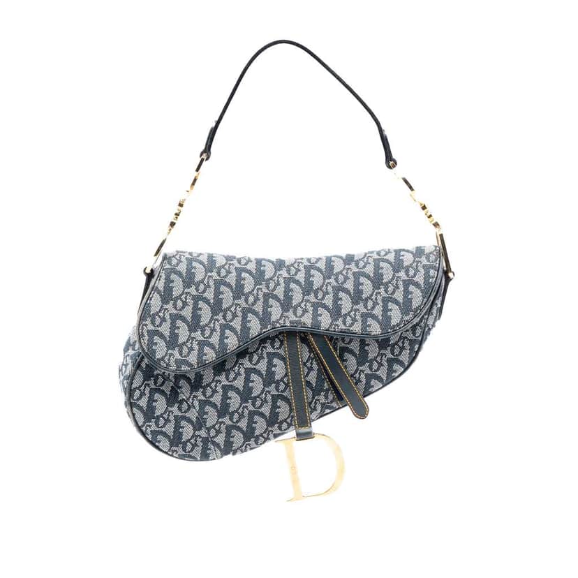 Dior Oblique Canvas Saddle Bag Blue Canvas Very good condition - Front View