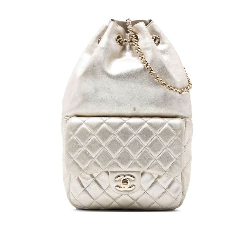 Chanel Small Metallic Lambskin In Seoul Backpack Gold Leather Very good condition - Front View