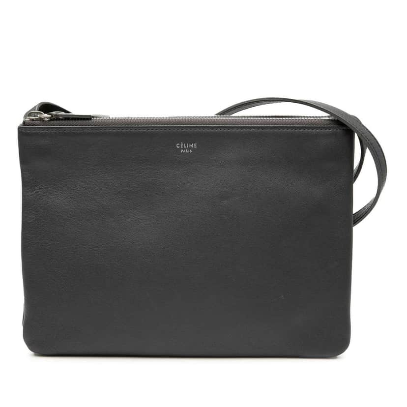 Celine Large Lambskin Trio Crossbody Black Leather Very good condition - Front View