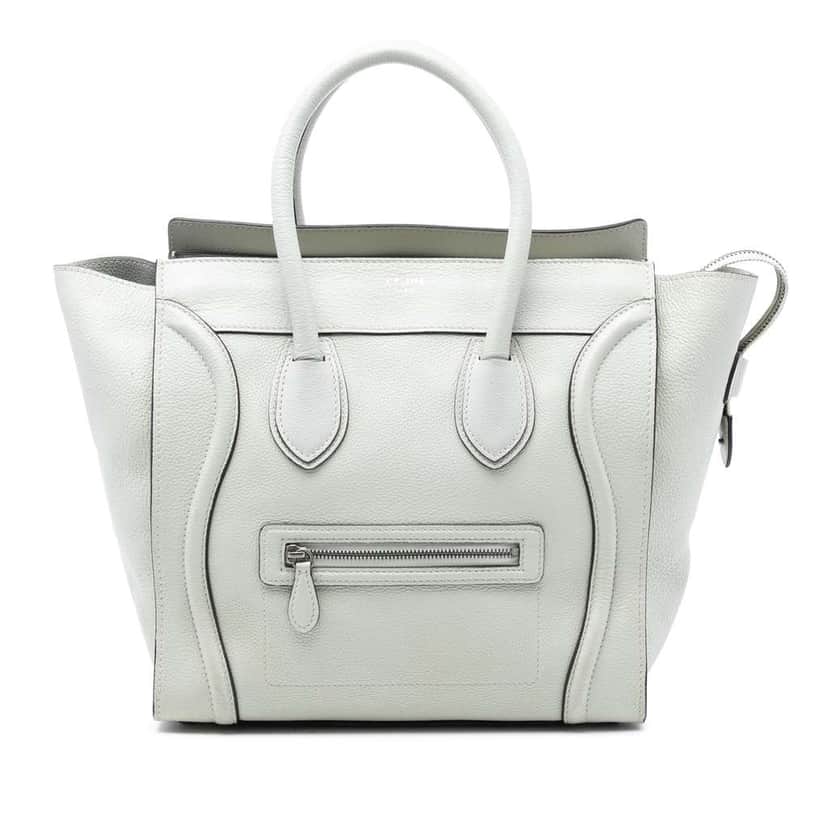 Celine Mini Calfskin Luggage Tote White Leather Good condition - Front View