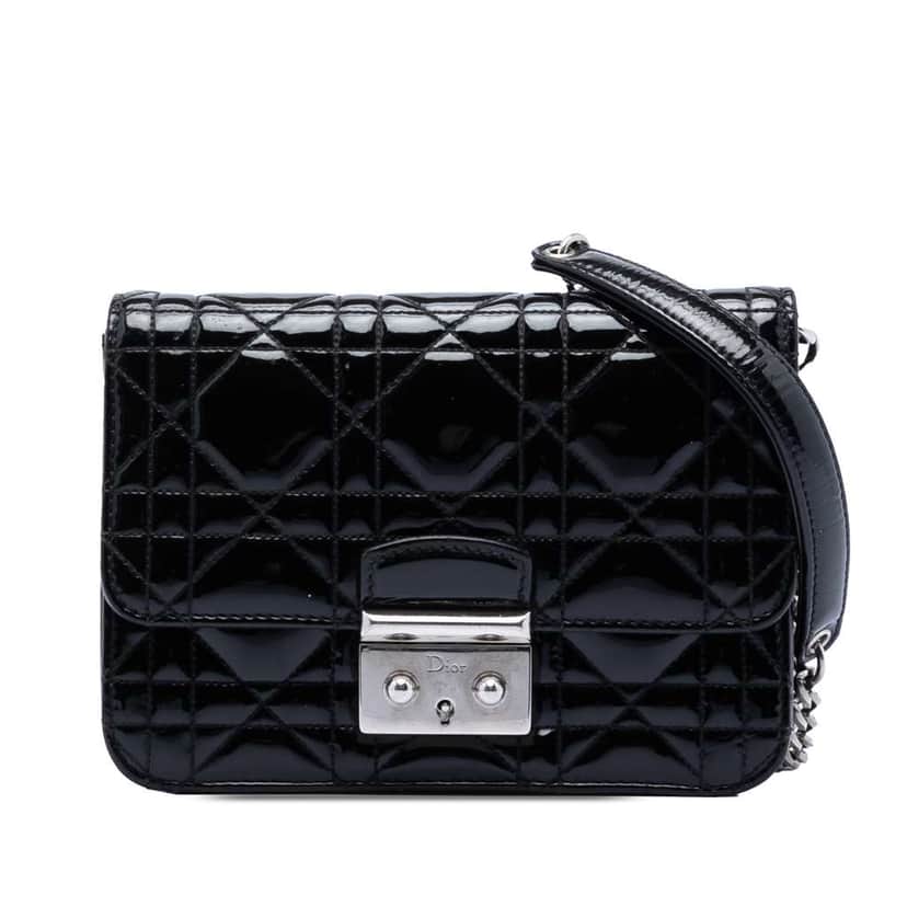 Dior Mini Patent Cannage Miss Dior Pouch Black Leather Very good condition - Front View
