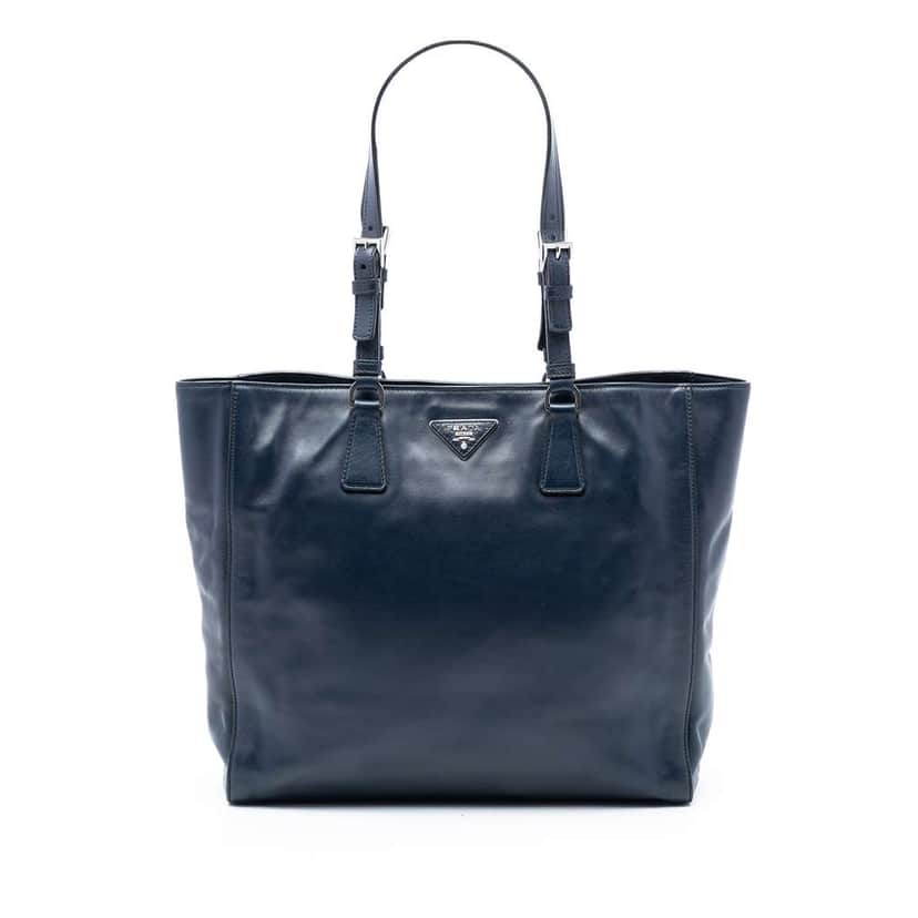 Prada Soft Calf Tote Blue Leather Very good condition - Front View