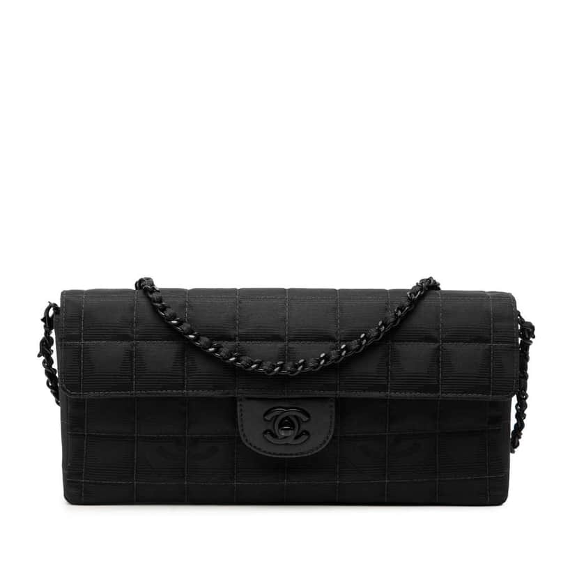 Chanel New Travel Line Nylon East West Flap Black Very good condition - Front View