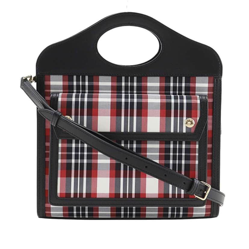 Burberry Mini Plaid Canvas Pocket Satchel Black Canvas Very good condition - Front View
