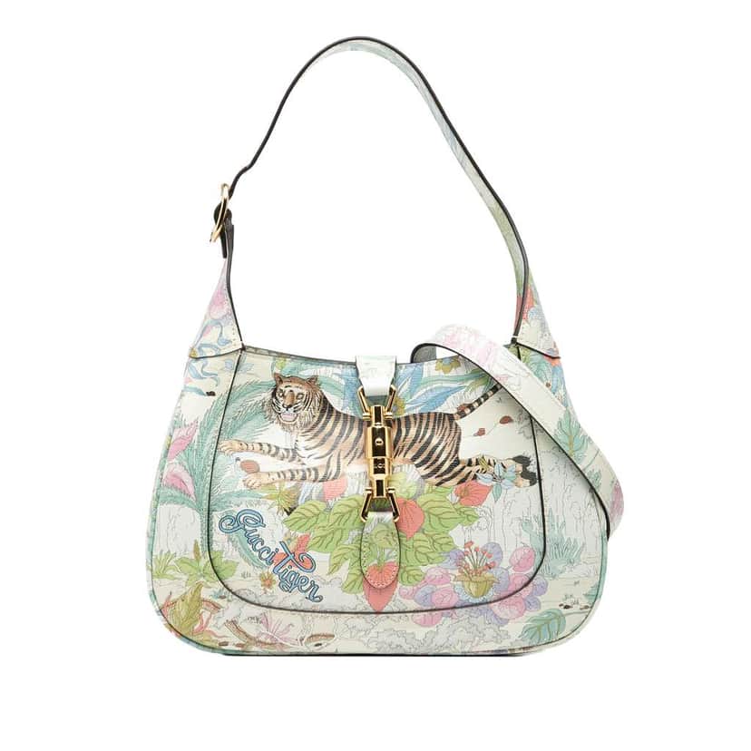 Gucci Small Calfskin Tiger Jackie 1961 Crossbody Blue Leather Very good condition - Front View