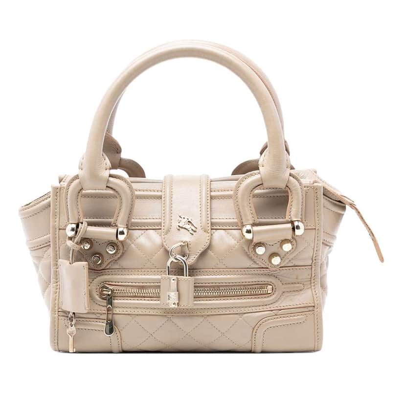 Burberry Mini Quilted Leather Manor Handbag Brown Leather Very good condition - Front View