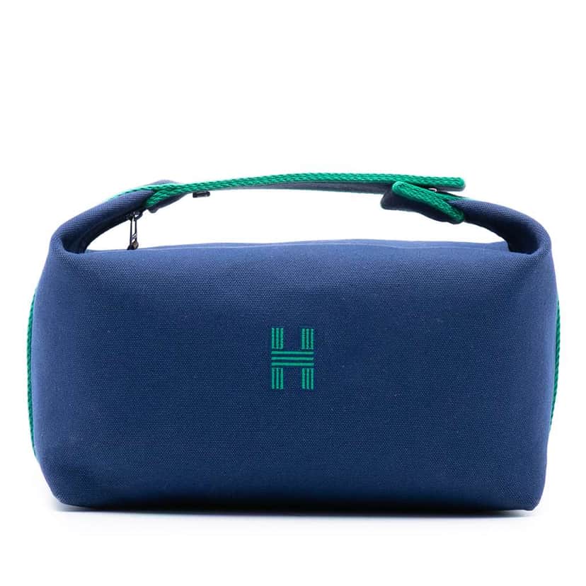 Hermès Large Toile Bride A Brac Case Blue Canvas Very good condition - Front View