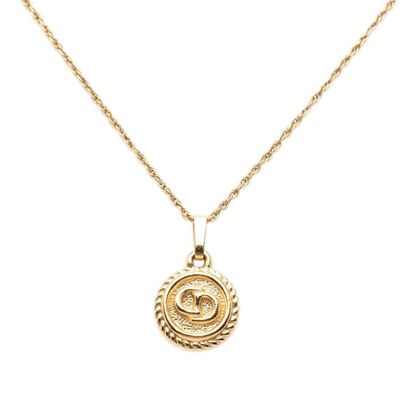 Dior Gold Plated CD Twisted Rope Chain Pendant Necklace Gold Metal Very good condition - Front View