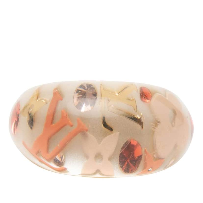 Louis Vuitton Resin and Crystal Monogram Inclusion Ring Beige Very good condition - Front View