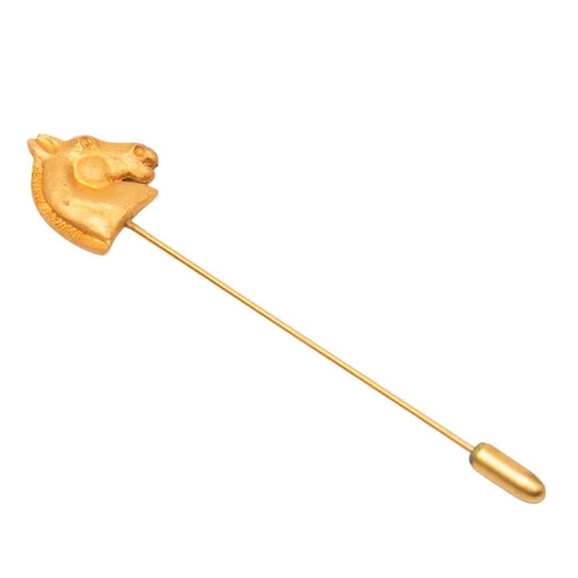 Hermès Gold Plated Bijouterie Fantaisie Horse Pin Brooch Gold Metal Good condition - Front View