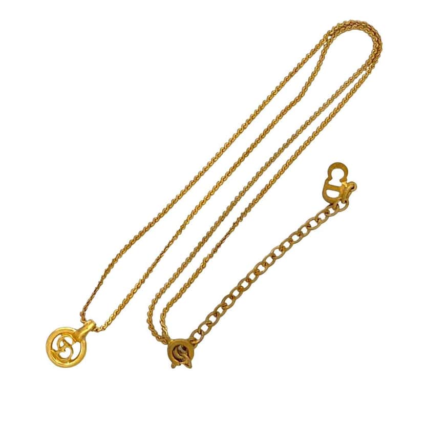 Dior Gold Plated CD Logo Pendant Necklace Gold Metal Very good condition - Front View