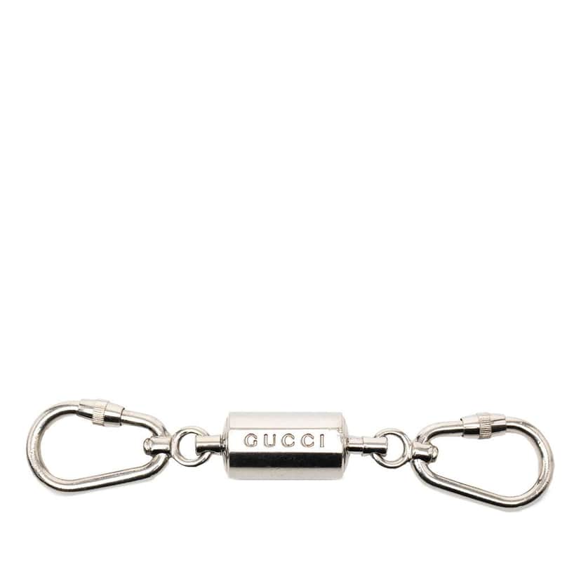 Gucci Silver Plated Carabiner Key Chain Silver Metal Very good condition - Front View