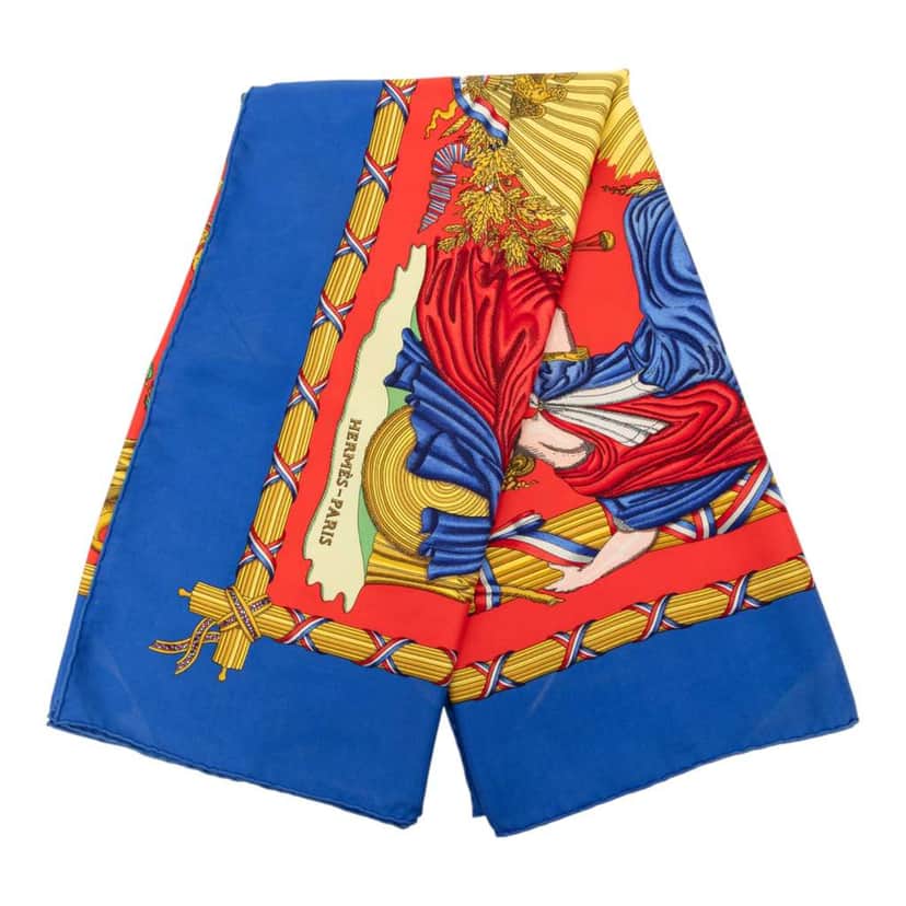 Hermès Republique Francaise Liberte Egalite Fraternite Silk Scarf 90 Red Silk Good condition - Front View