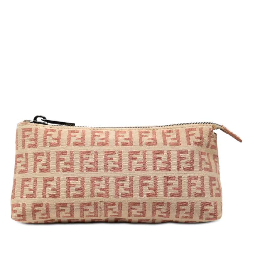 Fendi Zucchino Canvas Pouch Brown Canvas Very good condition - Front View