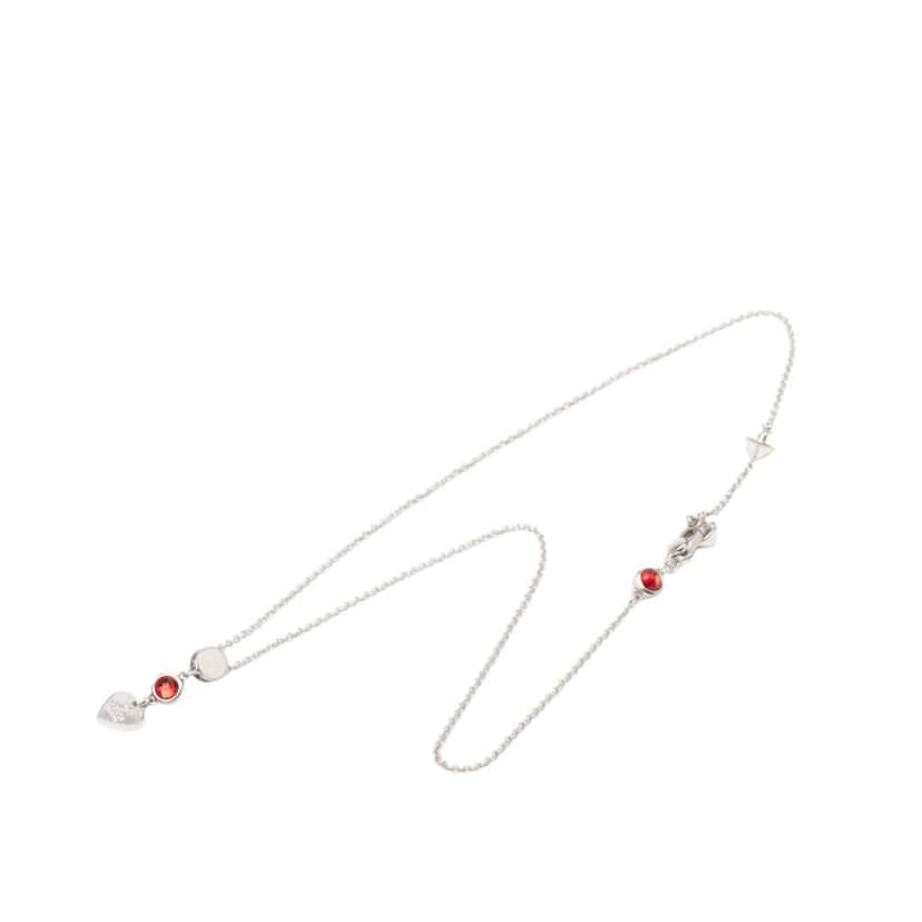 Gucci Sterling Silver Heart Crystal Drop Pendant Necklace Silver Silver Very good condition - Front View