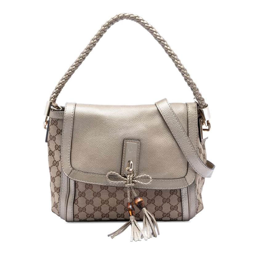Gucci GG Canvas Bella Flap Satchel Beige Very good condition - Front View