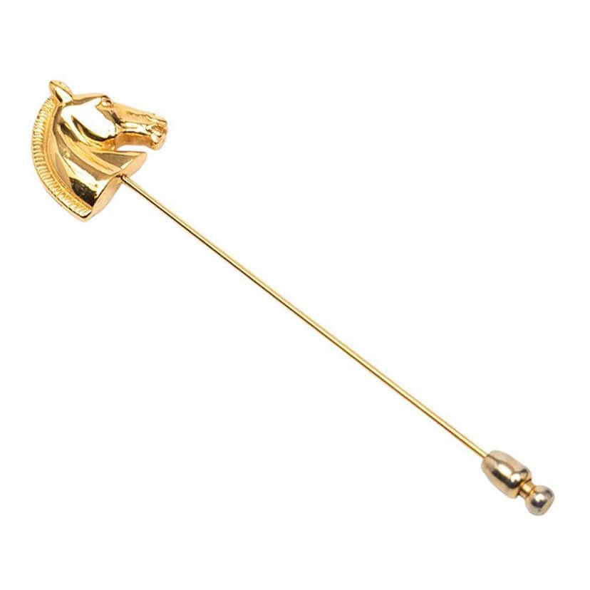 Hermès Gold Plated Bijouterie Fantaisie Horse Pin Brooch Gold Metal Very good condition - Front View