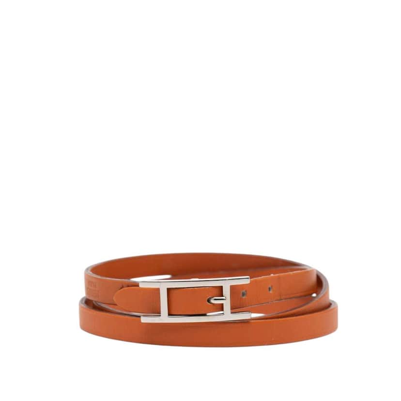 Hermès Leather Hapi 3 Bracelet M Orange Leather Very good condition - Front View