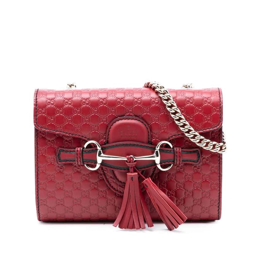 Gucci Mini Microguccissima Emily Crossbody Red Leather Very good condition - Front View