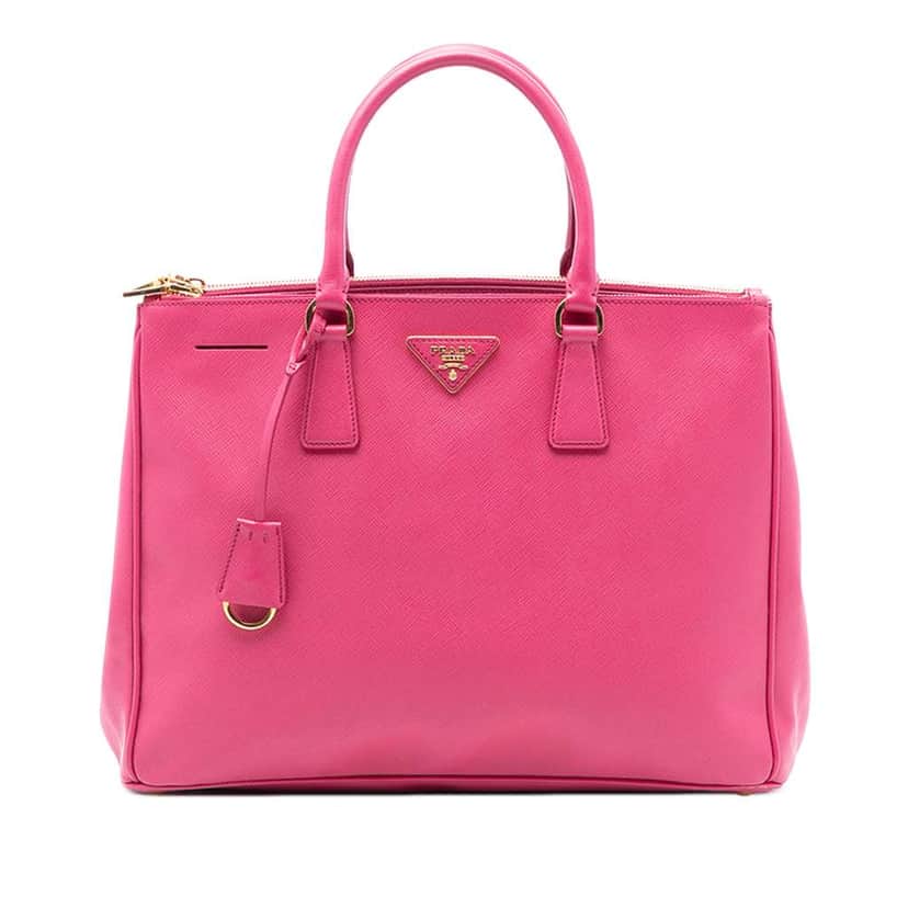 Prada Medium Saffiano Lux Galleria Double Zip Satchel Pink Leather Very good condition - Front View