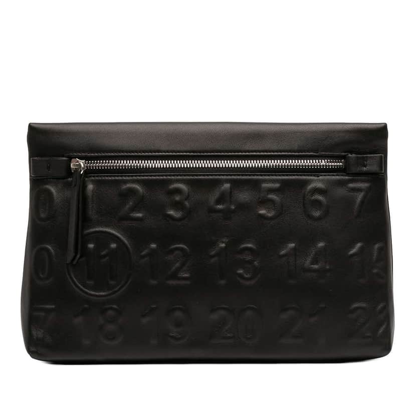 Maison Margiela Embossed Leather Numeric Label Clutch Black Leather Very good condition - Front View