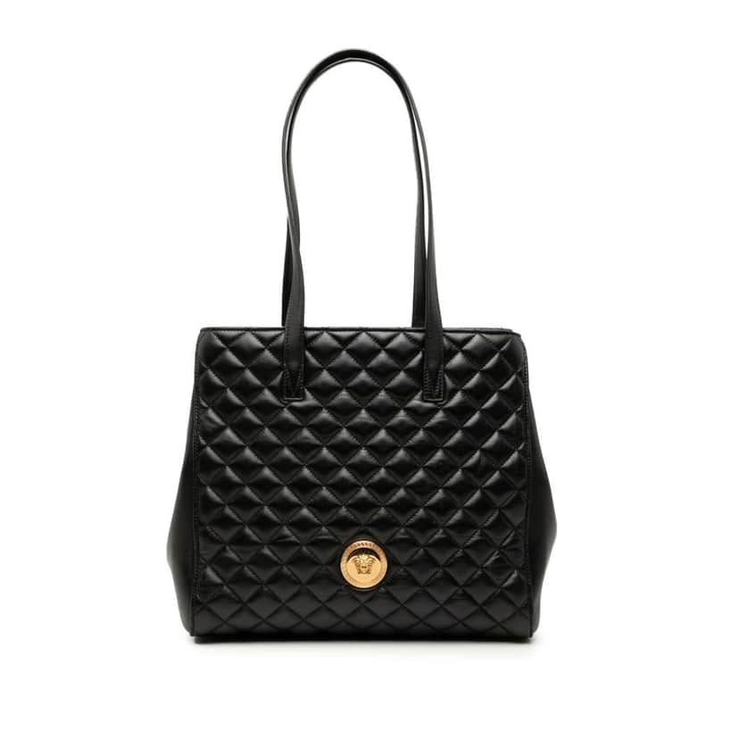 Versace Medium Quilted Nappa Leather La Medusa Tote Black Leather Very good condition - Front View