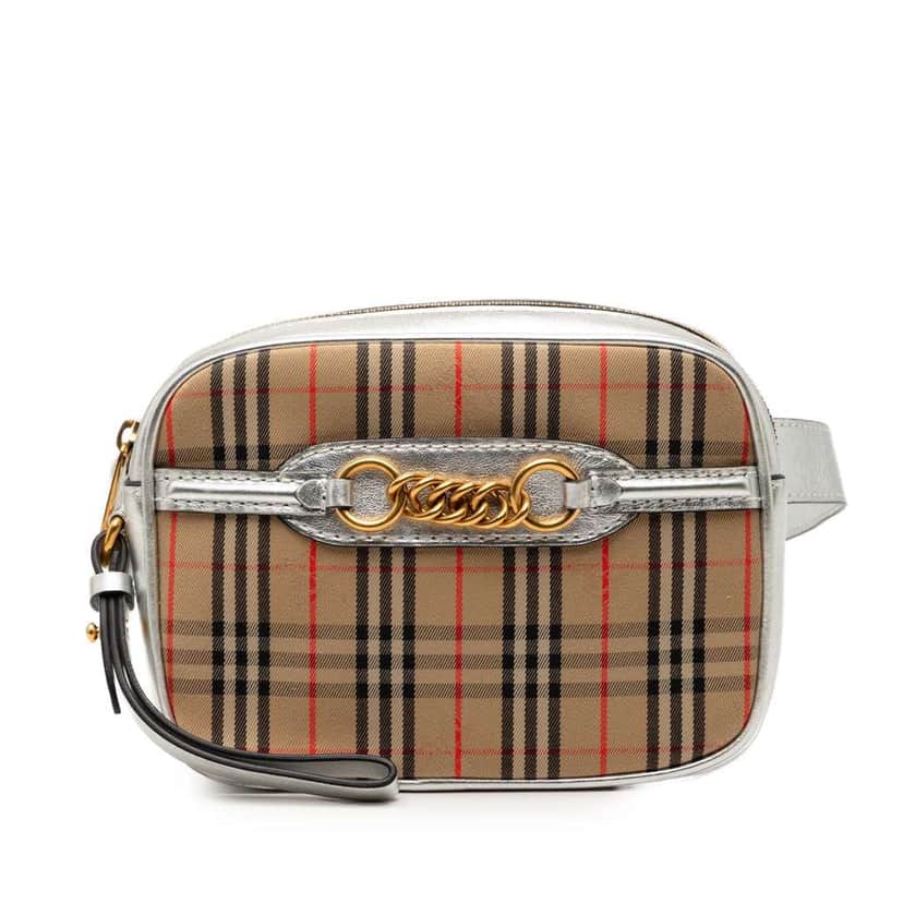 Burberry Haymarket Check Canvas 1983 Link Belt Bag Beige Canvas Very good condition - Front View