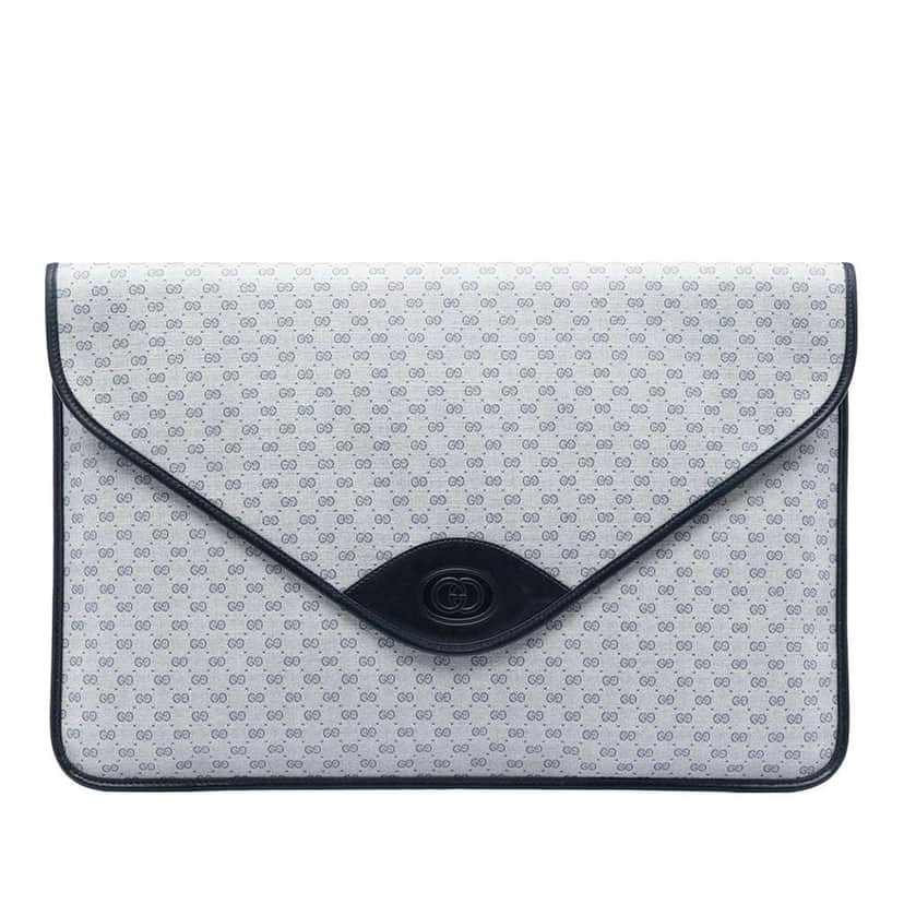 Gucci Micro GG Supreme Clutch Grey Canvas Very good condition - Front View