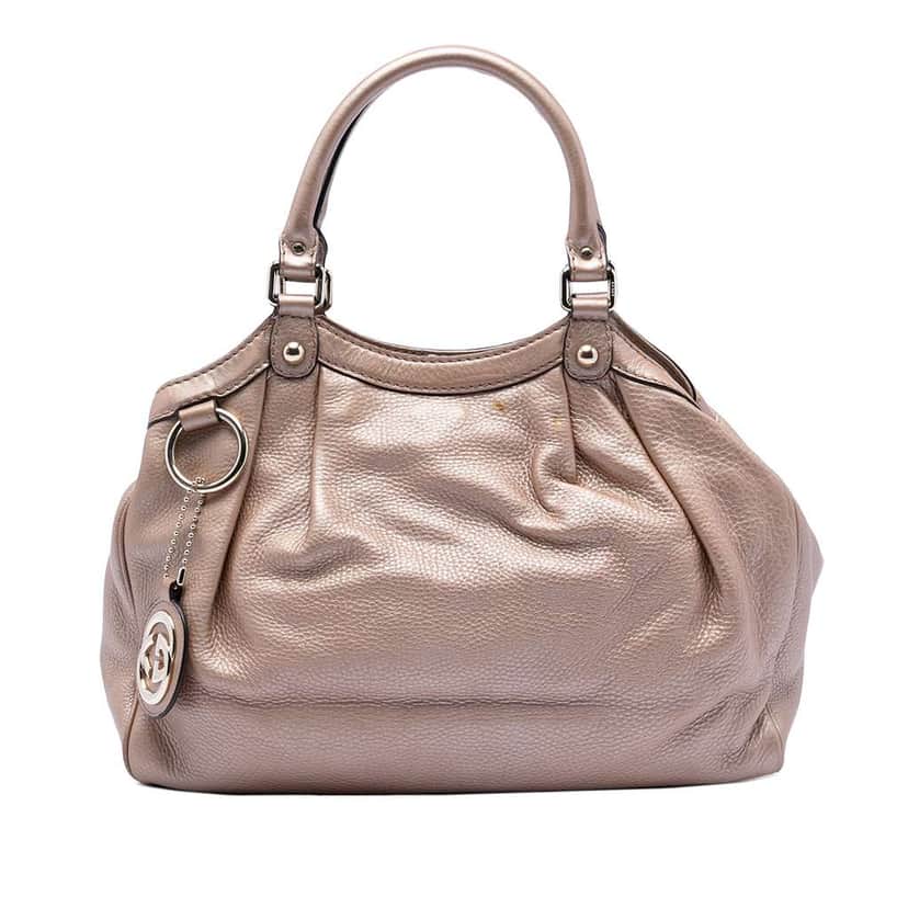 Gucci Medium Metallic Calfskin Sukey Tote Pink Leather Very good condition - Front View