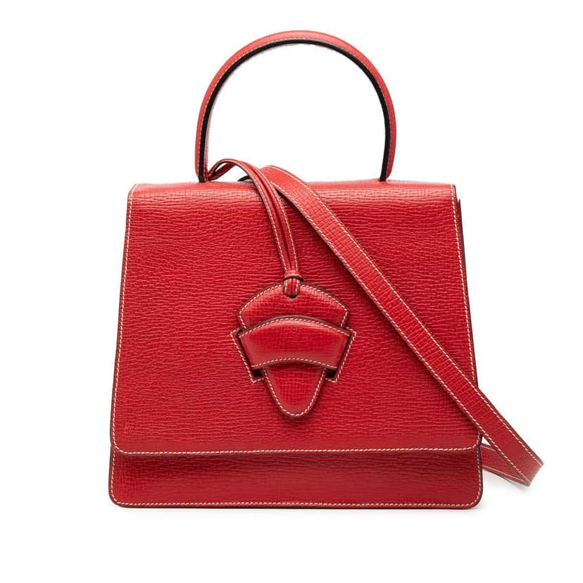 Loewe Textured Leather Barcelona Top Handle Bag Red Leather Very good condition - Front View