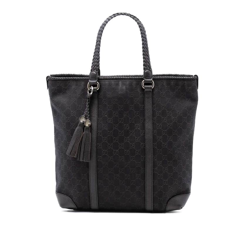 Gucci Large GG Denim Marrakech Tote Brown Denim Very good condition - Front View