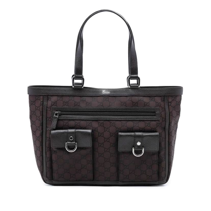 Gucci GG Nylon Abbey D Ring Pocket Tote Brown Very good condition - Front View