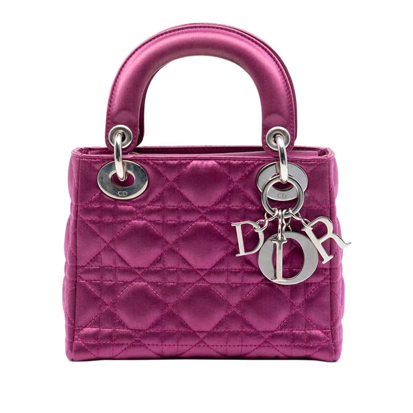 Dior Mini Satin Cannage Lady Dior Pink Satin Very good condition - Front View