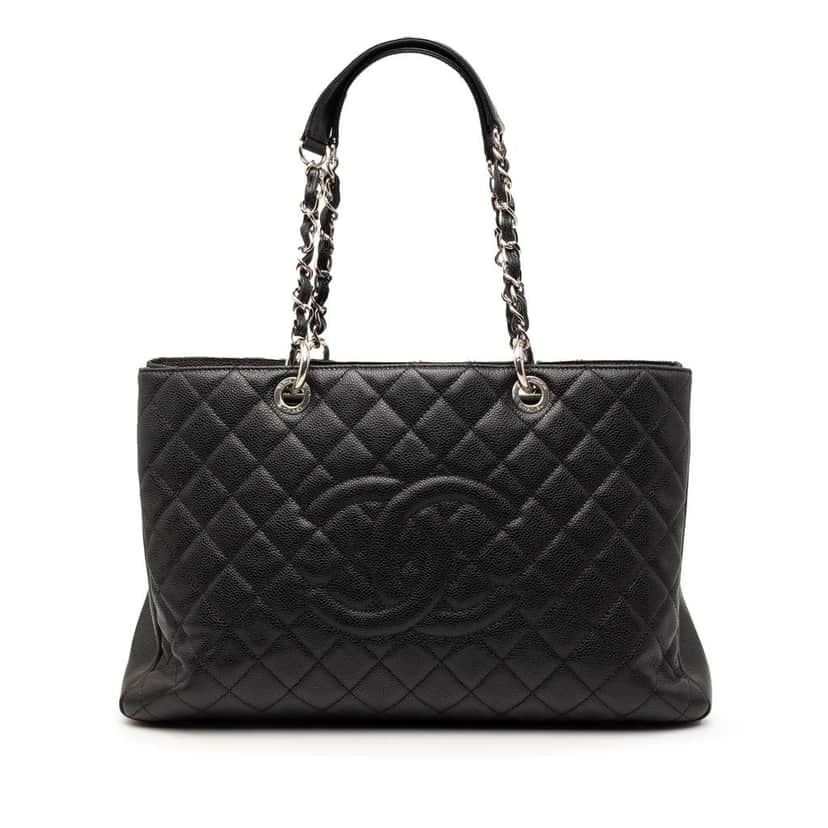 Chanel Caviar Grand Shopping Tote XL Black Leather Very good condition - Front View